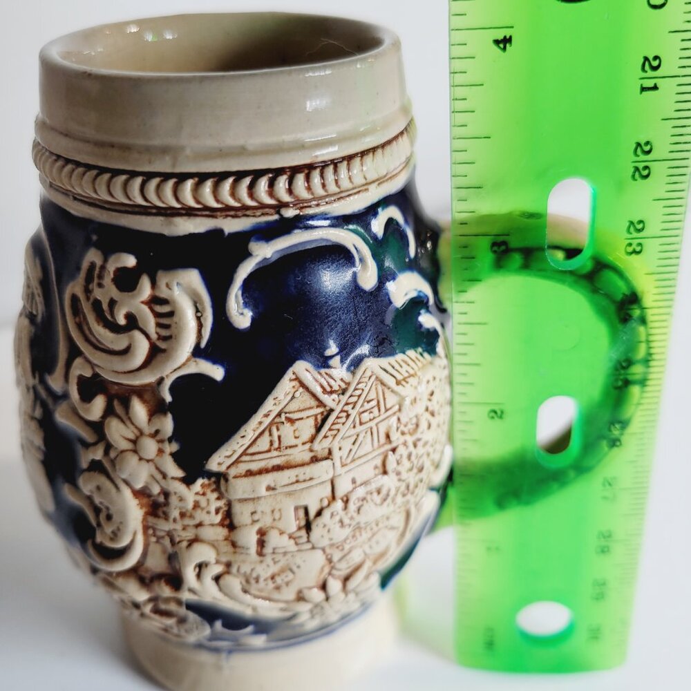 Vintage German Beer Stein Blue Cream Stoneware Marzi and Remy Beer Mug Marked - Picture 9 of 9